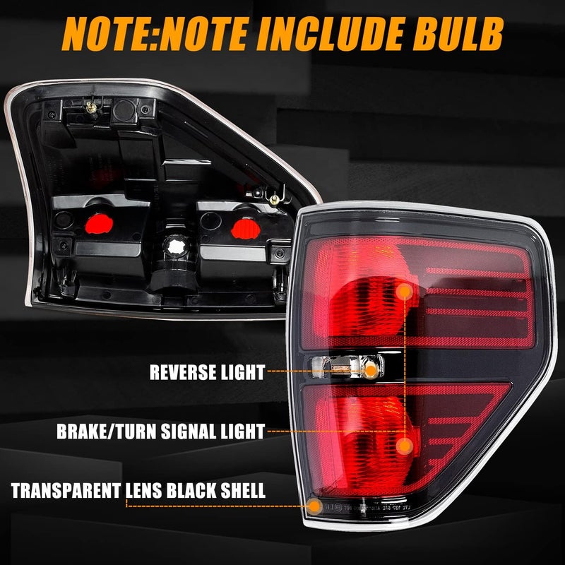 RANSOTO Tail Light Compatible with Ford F150 F-150 2009 2010 2011 2012 2013 2014 Rear Brake Lamp Taillight Left Driver and Right Passenger Side Smoked - Image 3